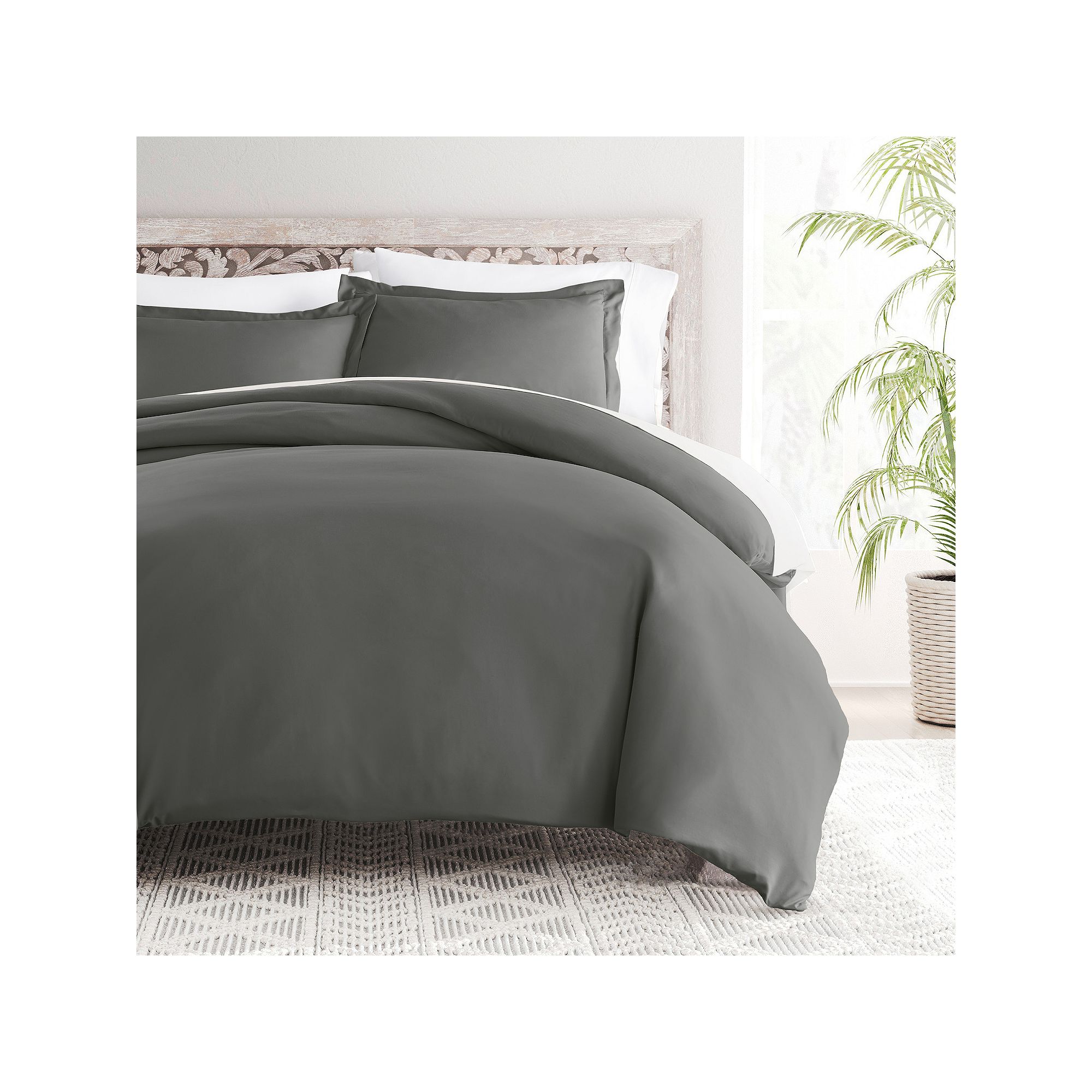 Home Collection Premium Ultra Soft Duvet Cover Set, Gray