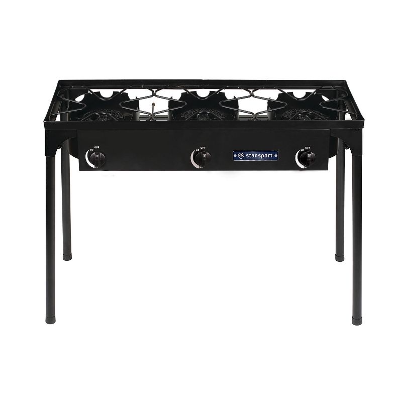 Stansport Outdoor 3-Burner Stove With Stand, Black