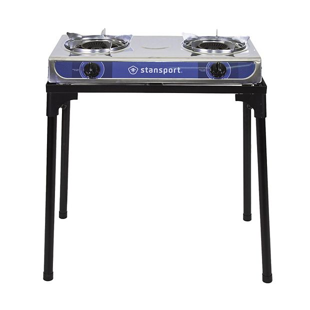 A two-burner propane stove