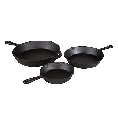 Stansport 3-pc. Pre-Seasoned Cast-Iron Frying Pan Set