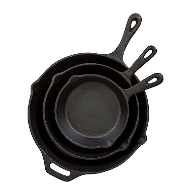 Stansport 3-pc. Pre-Seasoned Cast-Iron Frying Pan Set