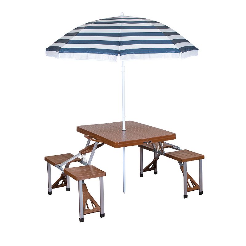 Stansport Picnic Table & Umbrella Combo, Brown