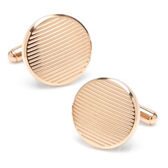 Men's Rose Gold Line Stainless Steel Cuff Links