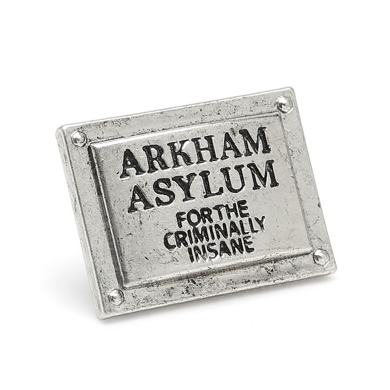 Mens DC Comics Arkham Asylum Lapel Pin, Grey