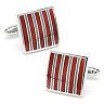 Men's Red and Gray Striped Square Cuff Links