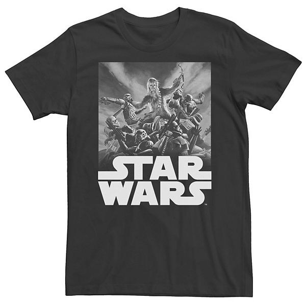 Men's Star Wars Chewbacca Group Fight Poster Graphic Tee