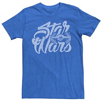 Men's Star Wars Tie Fighter Retro Cursive Logo Graphic Tee