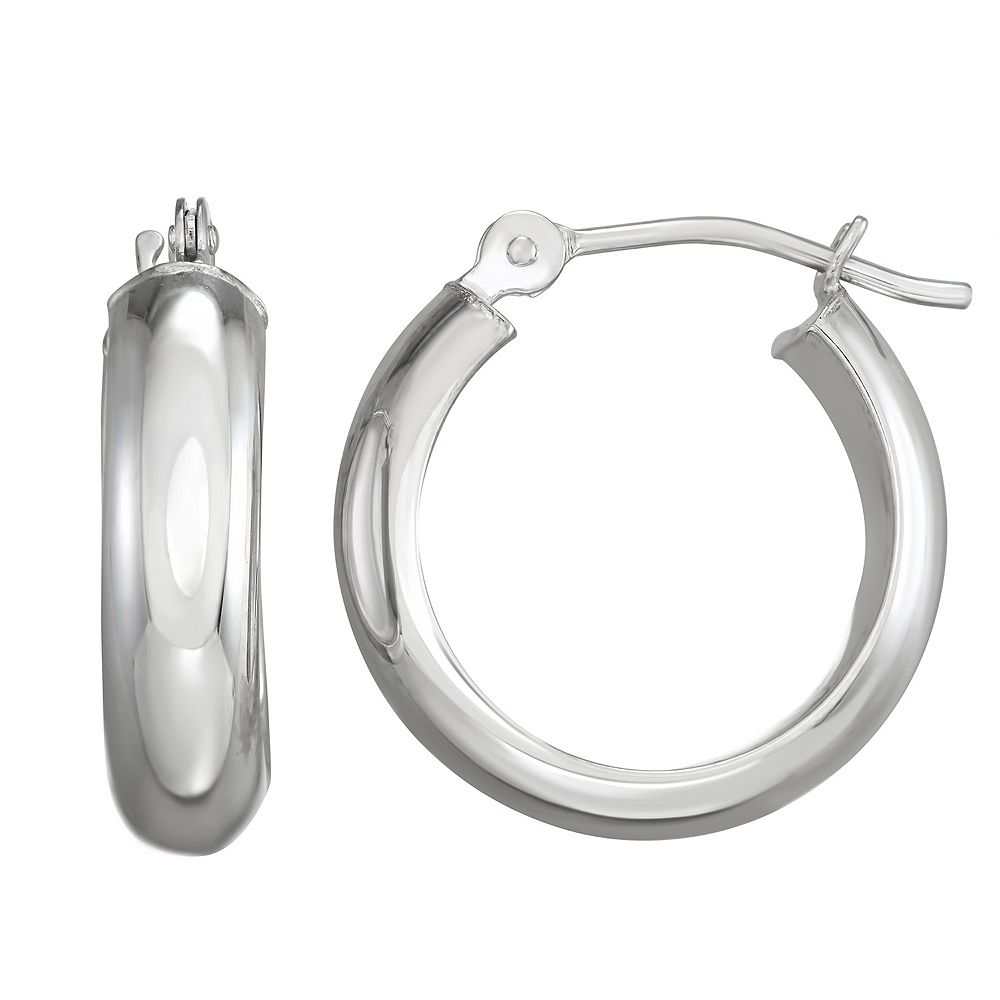14k White Gold Polished Hoop Earrings (50 mm) main image 0