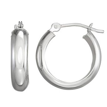 Forever 14K White Gold Polished Hoop Earrings