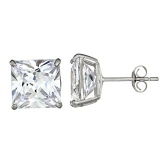 Forever 14K White Gold Cubic Zirconia Square Stud Earrings