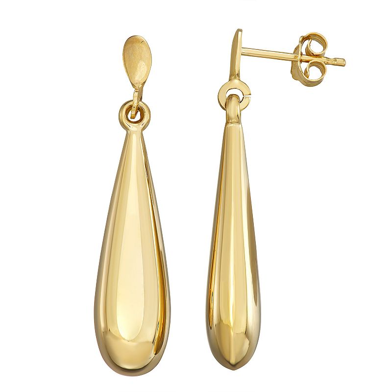 Forever 14K Gold Puffed Teardrop Earrings, Womens, Yellow