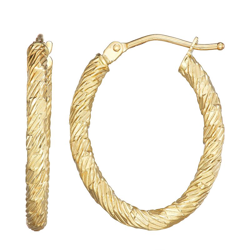 66737381 Forever 14K Gold Oval Rope Hoop Earrings, Womens,  sku 66737381