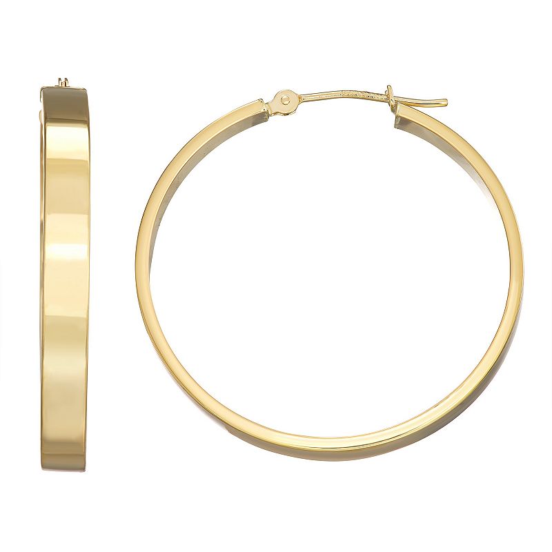 Forever 14K Flat Edge Hoop Earrings, Womens, Yellow