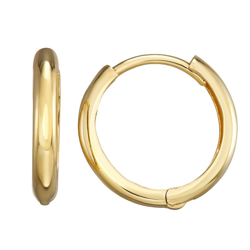 Forever 14K Gold Polished Huggie Hoop Earrings, Womens, Yellow