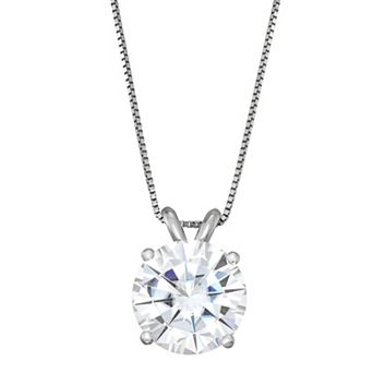 Charles & Colvard 14k Gold 3 1/10 Carat T.W. Lab-Created Moissanite Solitaire Pendant Necklace