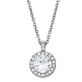 Charles & Colvard 14k White Gold 2 1/4 Carat T.W. Lab-Created Moissanite Halo Pendant Necklace