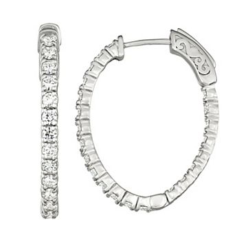 Charles & Colvard 14k White Gold 1 3/4 Carat T.W. Lab-Created Moissanite Hoop Earrings