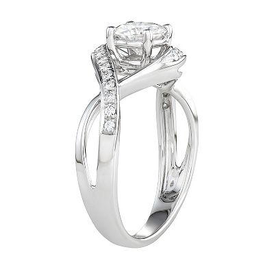 Charles & Colvard 14k White Gold 1 Carat T.W. Lab-Created Moissanite Twisted Shank Engagement Ring