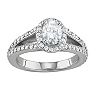 Charles & Colvard 14k White Gold 1 1/2 Carat T.W. Lab-Created Moissanite Oval Halo Ring