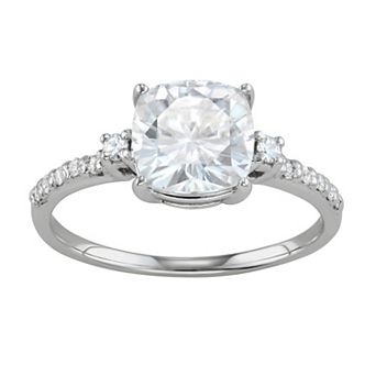 Charles & Colvard 14k White Gold 1 3/4 Carat T.W. Lab-Created Moissanite Cushion Engagement Ring