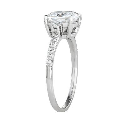 Charles & Colvard 14k White Gold 1 3/4 Carat T.W. Lab-Created Moissanite Cushion Engagement Ring