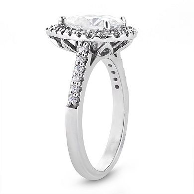 Charles & Colvard 14k White Gold 2 5/8 Carat T.W. Lab-Created Moissanite Pear Halo Engagement Ring