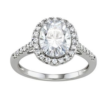 Charles & Colvard 14k White Gold 3 1/2 Carat T.W. Lab-Created Moissanite Oval Halo Engagement Ring