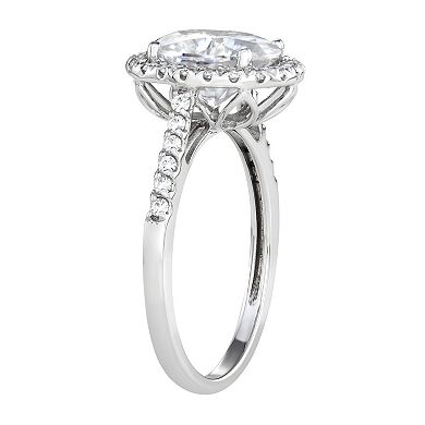 Charles & Colvard 14k White Gold 3 1/2 Carat T.W. Lab-Created Moissanite Oval Halo Engagment Ring