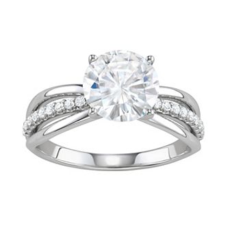 Charles & Colvard 14k White Gold 2 9/10 Carat T.W. Lab-Created Moissanite Split Shank Engagement Ring