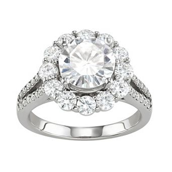 Charles & Colvard 14k White Gold 4 1/4 Carat T.W. Lab-Created Moissanite Split Shank Halo Ring