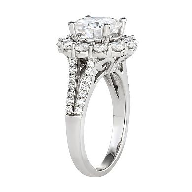 Charles & Colvard 14k White Gold 4 1/4 Carat T.W. Lab-Created Moissanite Split Shank Halo Ring
