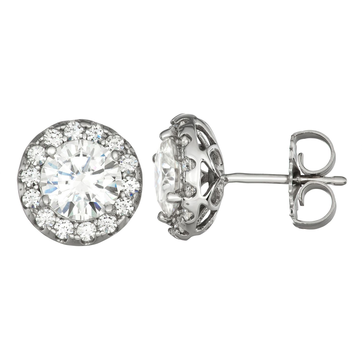 Charles & Colvard Moissanite By anello di fidanzamento - oro bianco con 14K - Moissanite da 7.0 mm con taglio rotondo, 1.307 kt., taglia 13