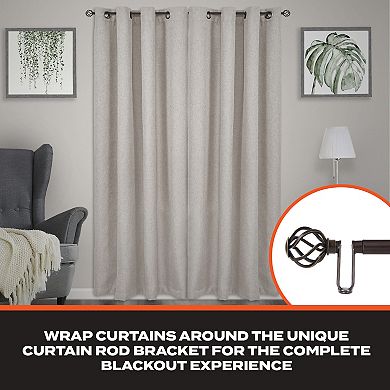 Sun Zero Cage 3/4" Room Darkening Adjustable Decorative Wrap Around Curtain Rod