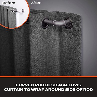 Sun Zero 3/4" Room Darkening Adjustable Industrial Wrap Around Curtain Rod