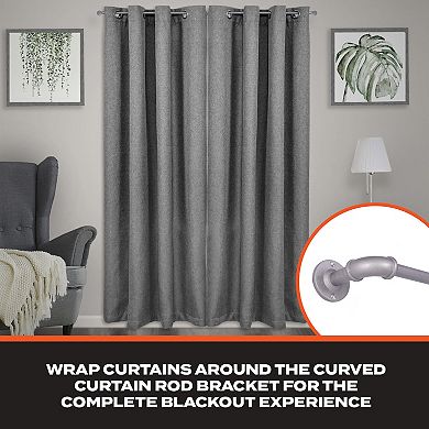 Sun Zero 3/4" Room Darkening Adjustable Industrial Wrap Around Curtain Rod