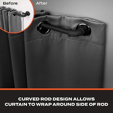 Sun Zero 3/4" Room Darkening Adjustable Industrial Wrap Around Double Curtain Rod
