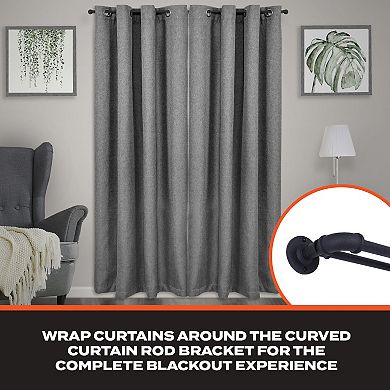 Sun Zero 3/4" Room Darkening Adjustable Industrial Wrap Around Double Curtain Rod