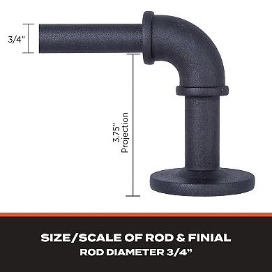 Sun Zero 3/4" Room Darkening Adjustable Industrial Wrap Around Double Curtain Rod