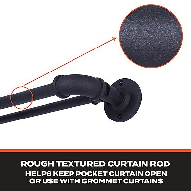 Sun Zero 3/4" Room Darkening Adjustable Industrial Wrap Around Double Curtain Rod