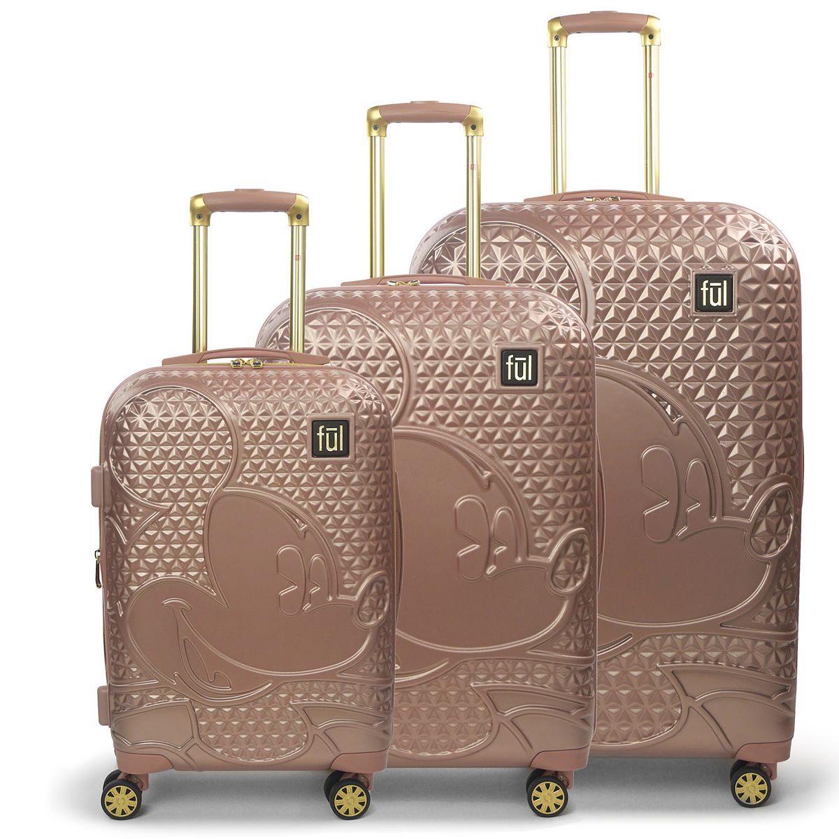 FUL Disney Textured Mickey Mouse Hardside 3-Piece Spinner Luggage Set