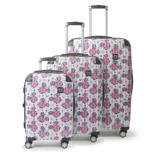 FUL Disney Minnie Mouse Floral 3-Piece Set Hardside Spinner Luggage Set