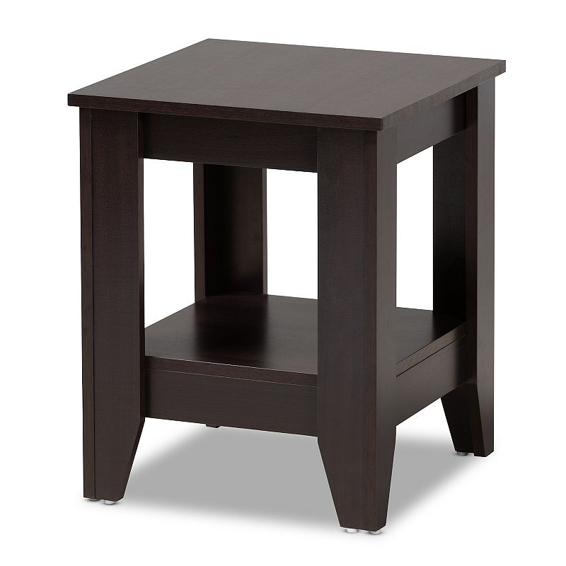 Audra Wood End Table Dark Brown - Baxton Studio