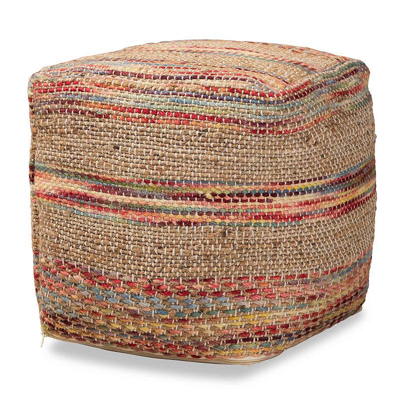 Baxton Studio Caiman Striped Ottoman, Multicolor