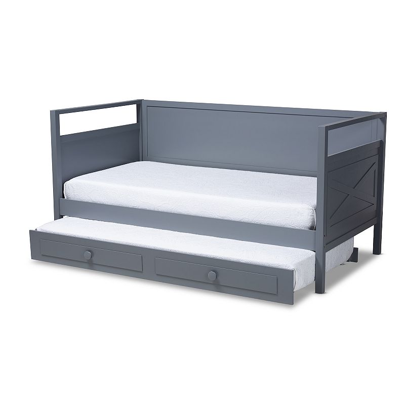 Baxton Studio Cintia Twin Daybed & Trundle Bed, Grey