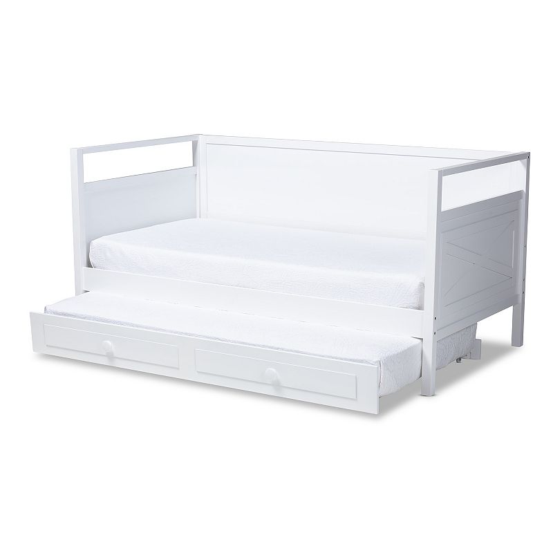 30380415 Baxton Studio Cintia Twin Daybed & Trundle Bed, Wh sku 30380415
