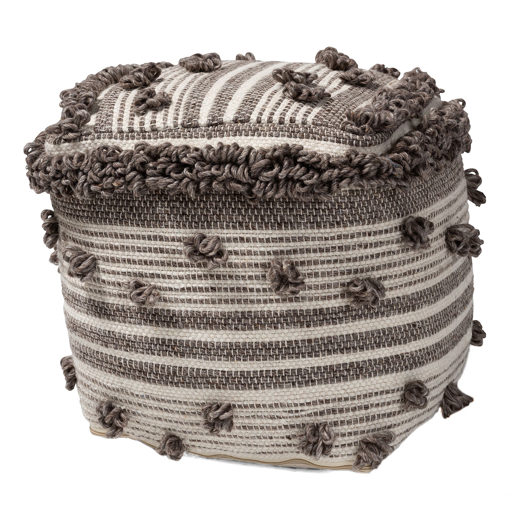 Baxton Studio Eligah Textured Ottoman, Brown