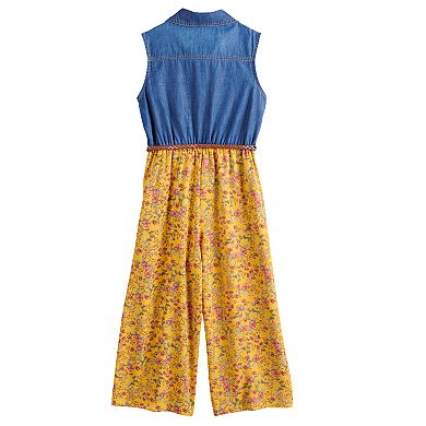 Girls 7-16 Knitworks Chambray Printed Jumpsuit
