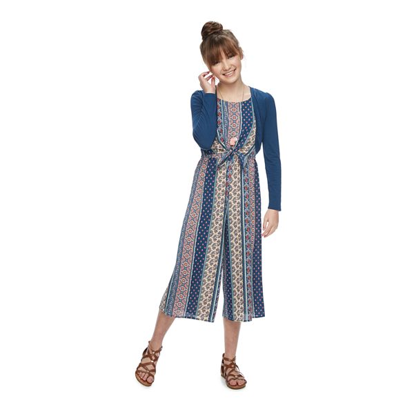 Girls 716 Knit Works Printed Jumpsuit & Shrug Set