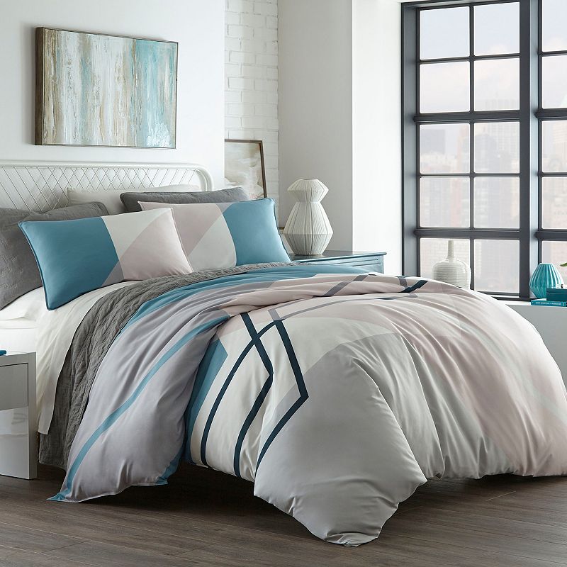 City Scene Thornton Duvet Cover Set, Blue, Twin