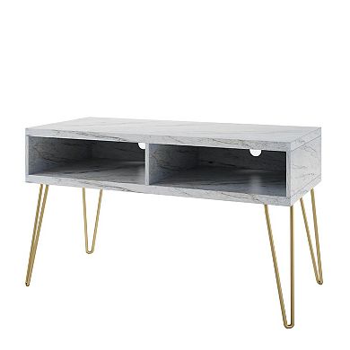 Novogratz Athena White Faux Marble TV Stand